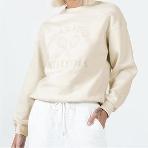 Princess Polly Cream Malibu Athletics Tennis Crewneck Size M/L